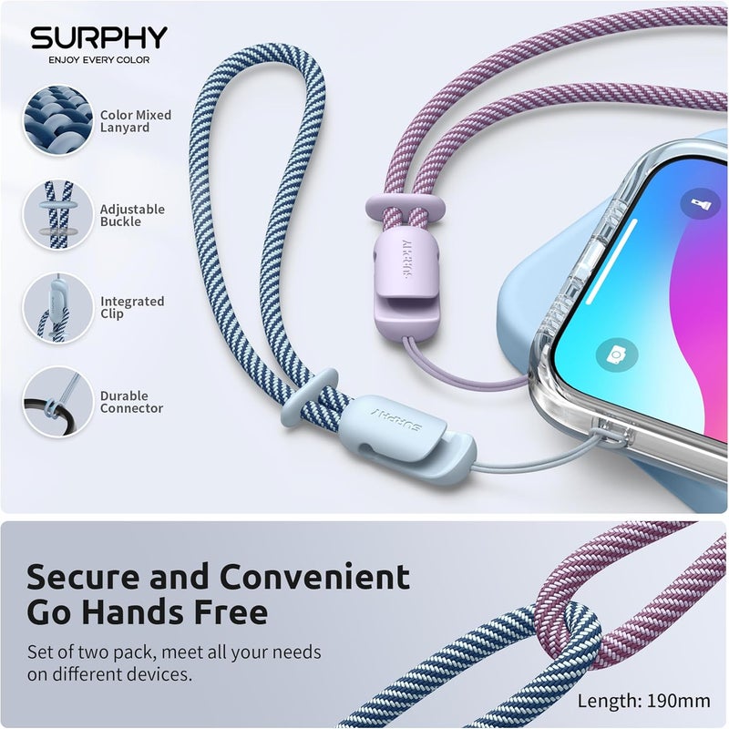 SURPHY 2 Pack Lanyard, Phone Strap, Adjustable with Two-Color Braided - Image 2