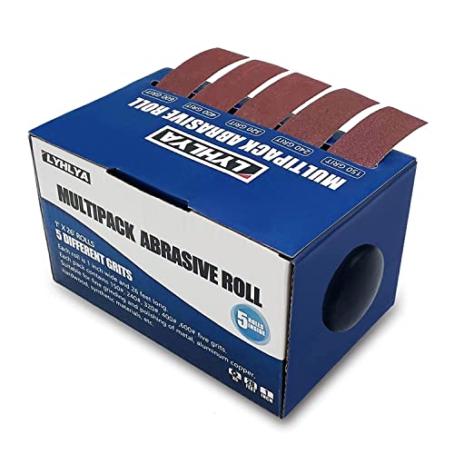LYHLYA Assorted Sandpaper Rolls Emery Cloth Roll 5 Grits Abrasive Sandpaper Rolls Assorted Sand Paper with Dispenser for Woodworking Automotive Metal Polishing, 150 240 320 400 600 - Image 1