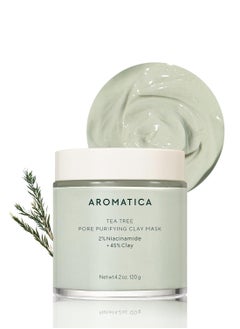 AROMATICA AROMATICA Tea Tree Pore Purifying Clay Mask 2% Niacineamide + 45% Clay - Deep Cleansing Mask for Pore-Purifying - Vegan & Cruelty-Free - Natural Ingredients with food grade tea tree oil  - Image 1