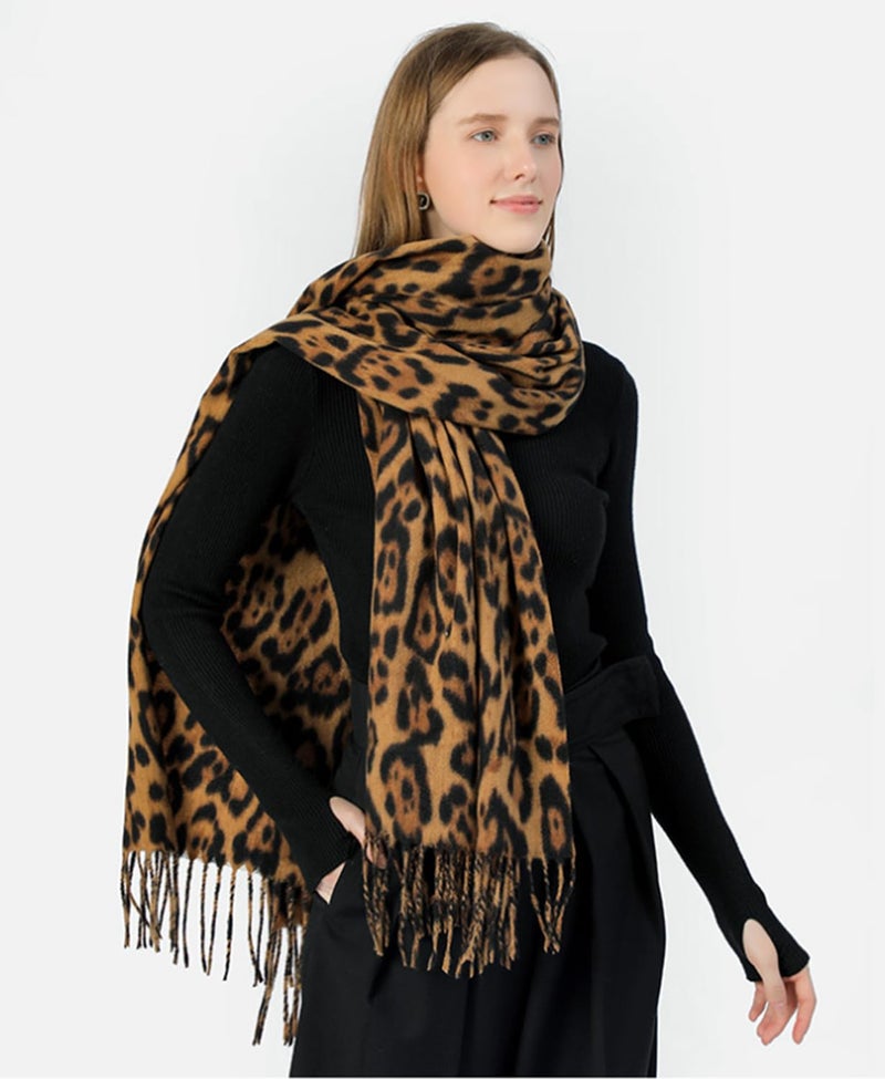 XuoAz Women's Leopard-Print-Winter-Scarf Soft Thick Warm-Shawl Scarves Long Blanket Wraps - Image 2