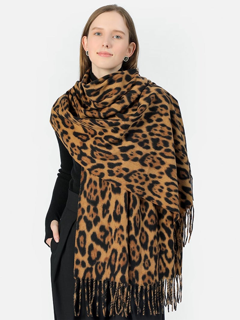 XuoAz Women's Leopard-Print-Winter-Scarf Soft Thick Warm-Shawl Scarves Long Blanket Wraps - Image 4