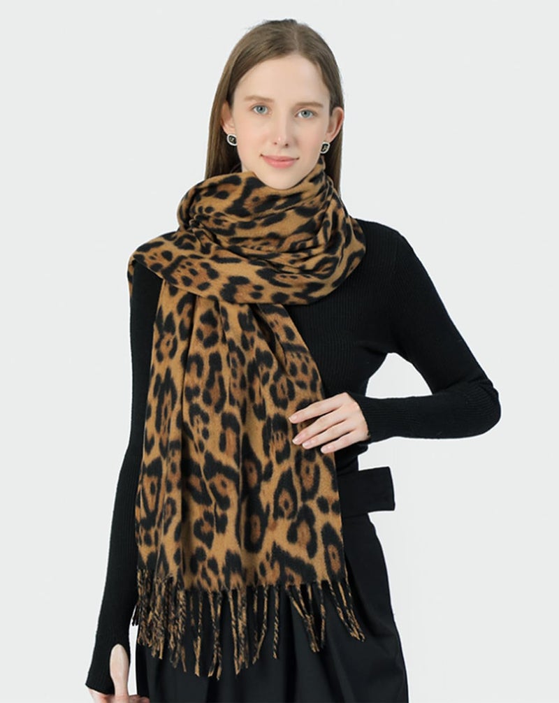 XuoAz Women's Leopard-Print-Winter-Scarf Soft Thick Warm-Shawl Scarves Long Blanket Wraps - Image 5