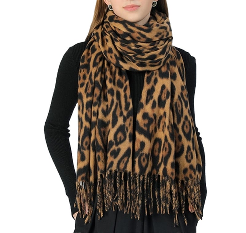 XuoAz Women's Leopard-Print-Winter-Scarf Soft Thick Warm-Shawl Scarves Long Blanket Wraps - Image 1