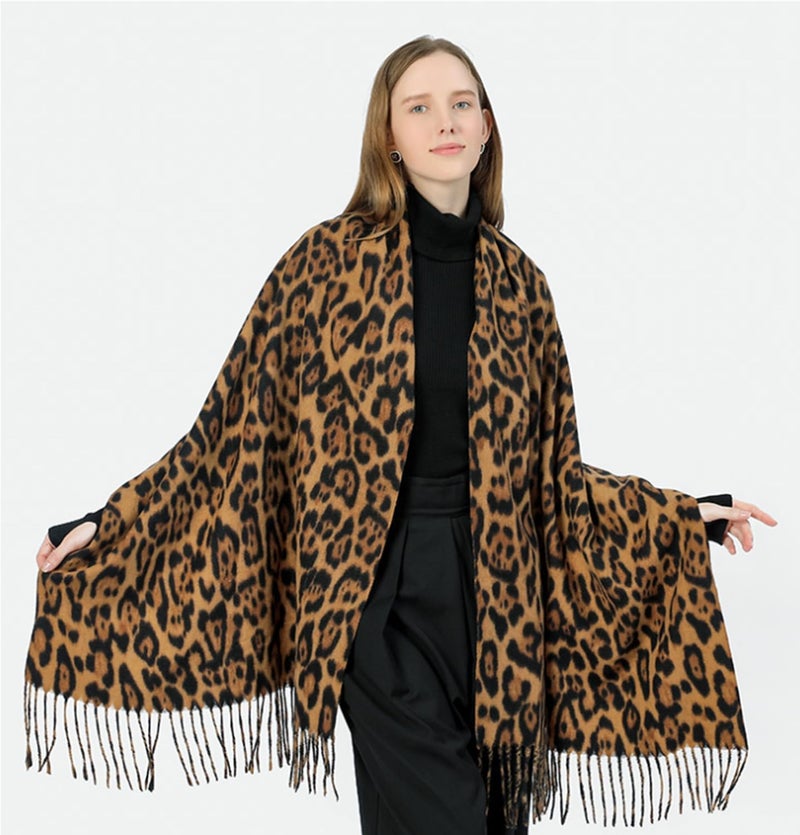 XuoAz Women's Leopard-Print-Winter-Scarf Soft Thick Warm-Shawl Scarves Long Blanket Wraps - Image 3