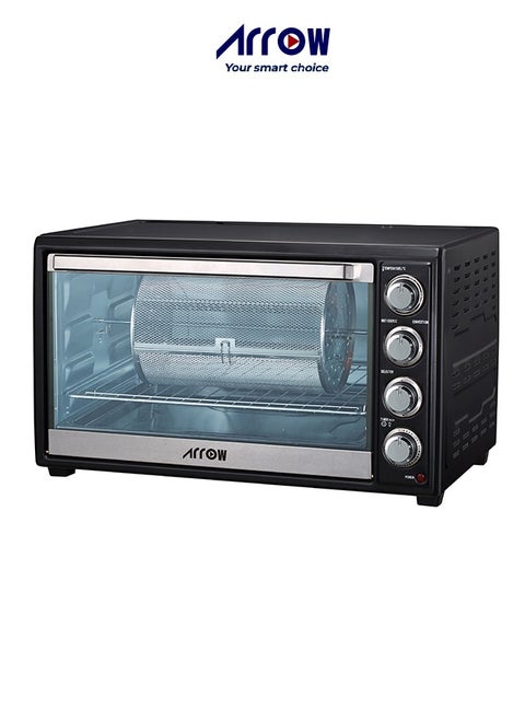 60L Electric Oven, 2000W | Rotisserie & Grill Function | 60-Minute Timer with Shut-Off Bell | Power Indicator Light | Heat-Resistant Glass Window | User-Friendly Design | Ideal for Baking, Roasting, and Grilling | Model Name: RO-60EOW