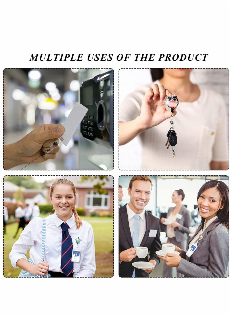 Excefore Crystal Badge Reels 5Pcs Retractable Rhinestone Holder ID Name with Alligator Swivel Clip for Teacher Worker Nurse Gift (Turtle, Bee, Owl, Flower)  - Image 4