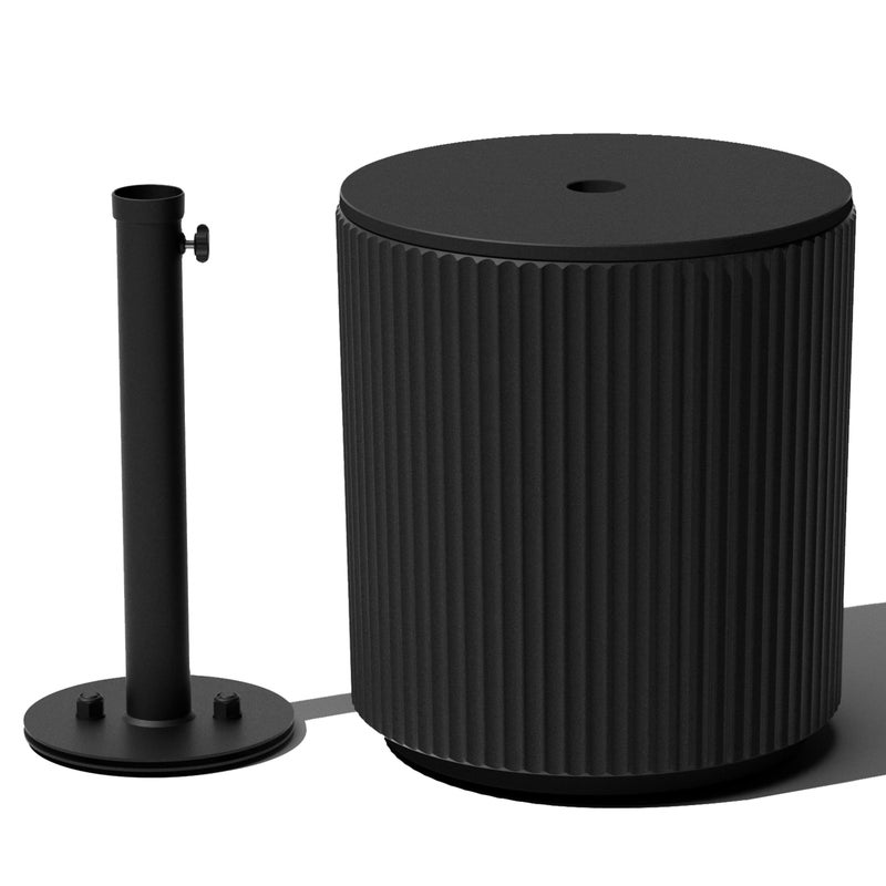 Veradek طاولة جانبية مظلة فيراديك طاولة فناء خارجية مع فتحة مظلة للبرندة أو الفناء مصنوعة من مادة بلاستيكية مركبة من الحجر متينة سهلة التجميع طاولة قهوة حديثة للنزهات أو بجانب المسبح