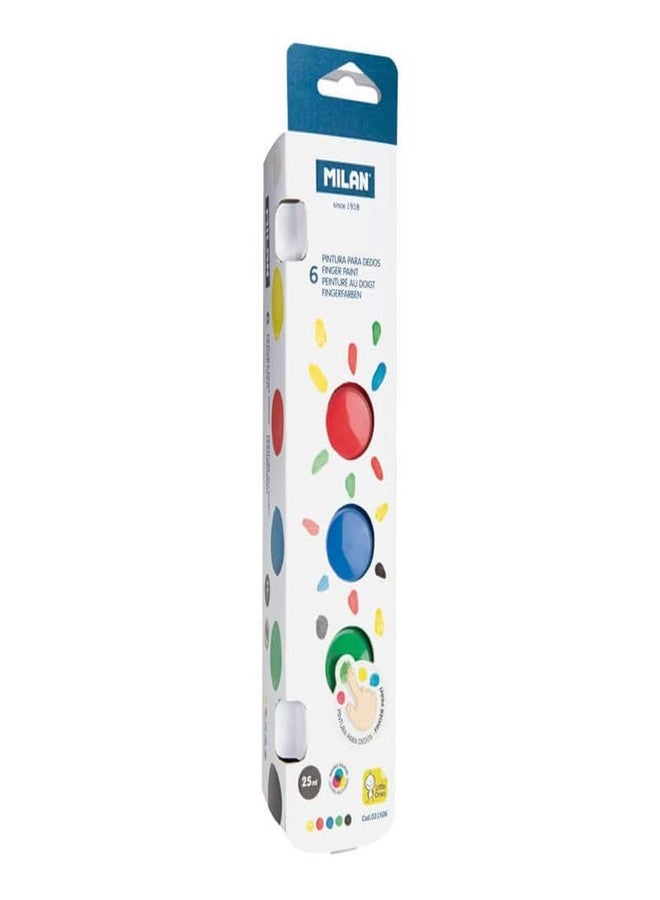 MILAN 64106 Box with 6 Jars for Finger Paints, 25ml, Multicolor, Washable, Non-Toxic - Image 1