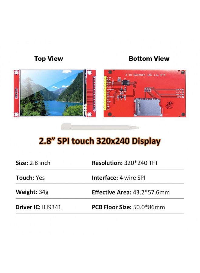 Hosyond 2.8 Inches TFT LCD Touch Screen Shield Display Module 320x240 SPI Serial ILI9341 with Touch Pen Compatible with Arduino R3/Mega2560 Development Board - Image 1