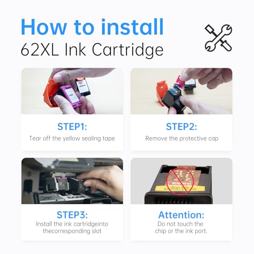 LEMERO 62XL Ink Cartridges Remanufactured Ink Cartridge Replacement for HP 62XL Ink Cartridge Combo Pack for HP Ink 62 use with Envy 7640 5660 5540 7645 5746 OfficeJet 250 200 5740 Mobile Printer - Image 4