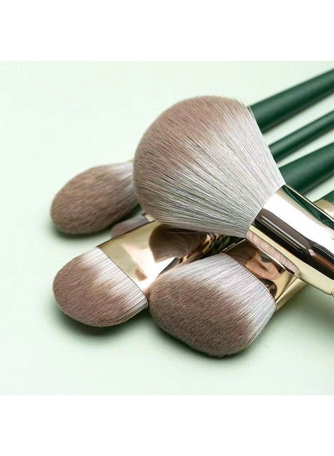 14-Piece Make Up Brush Set Green - Image 5