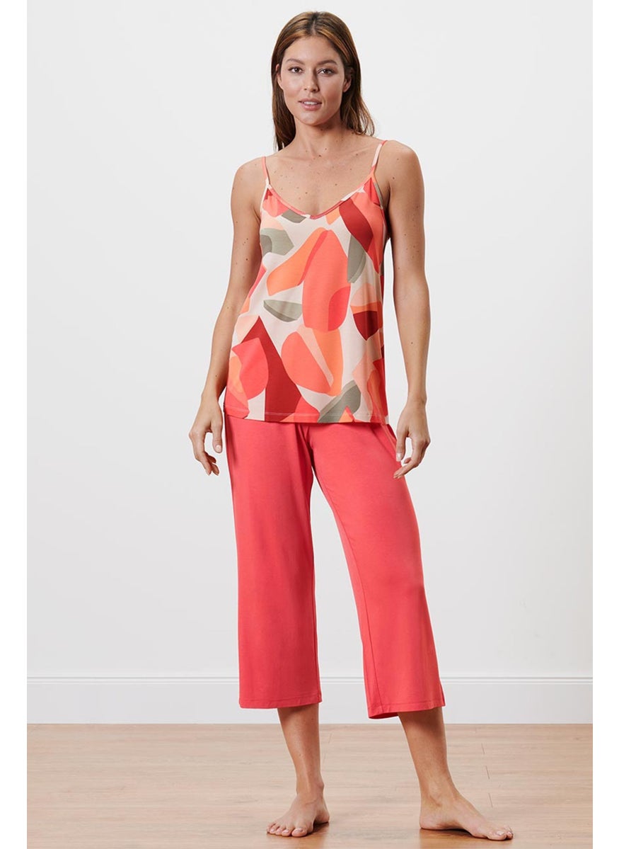 Tchibo - Women Allover Print Pajama Set, Peach Combo - Image 1