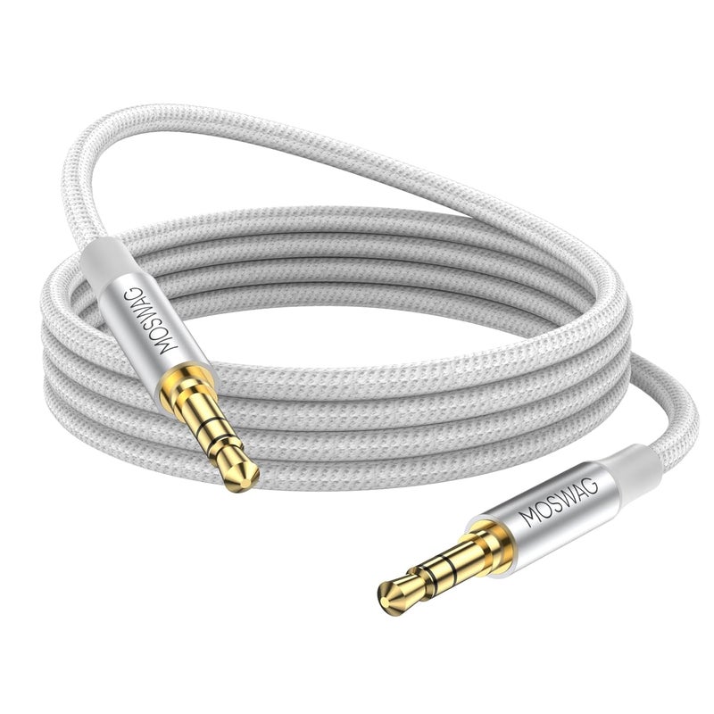 MOSWAG 3.28FT/1Meter 3.5mm Audio Aux Jack Cable to 3.5mm Aux Cable Male to Male Aux Cord Nylon Braided Stereo Jack Cord for Phones,Headphones,Speakers,Tablets,PCs,Music Players and More - Image 1