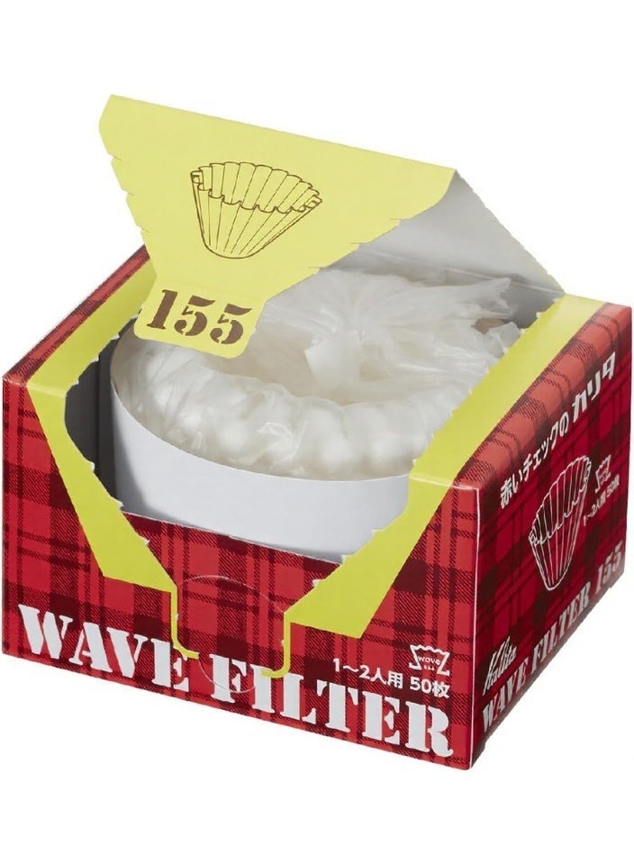 KWF-155#22211 Coffee Filters, Wave Series, White, For 1-2 People, 50 Count - Image 1
