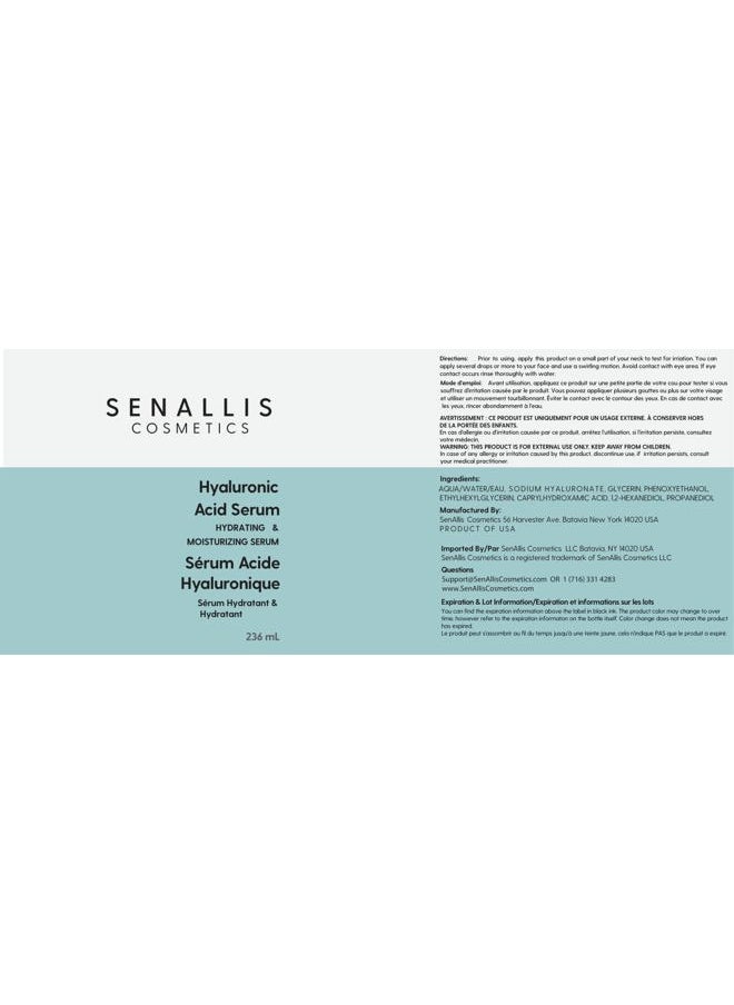 SenAllis Cosmetics - Hyaluronic Acid Serum 8 fl oz And 2 fl oz, Made From Pure Hyaluronic Acid, Anti Aging/Wrinkle, Ultra-Hydrating Moisturizer That Reduces Dry Skin Manufactured In USA - Image 1