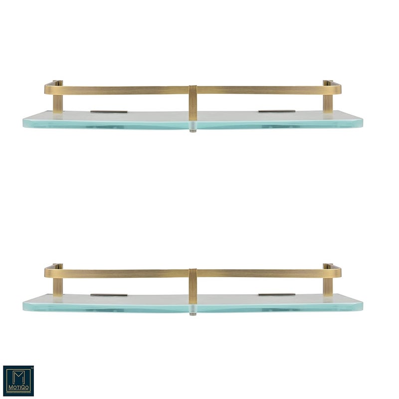 MOTIQO رف زجاجي معلق مطفي من MOTIQO للحمام ورف مطبخ وإكسسوارات الحمام 12X6 بوصة مجموعة 2 - Image 4
