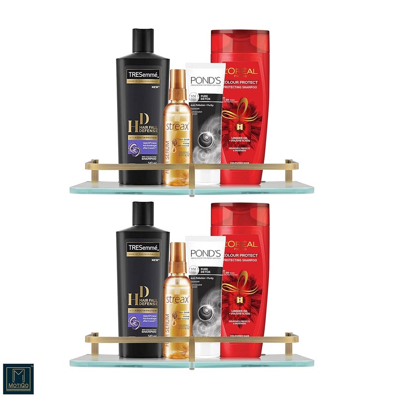 MOTIQO رف زجاجي معلق مطفي من MOTIQO للحمام ورف مطبخ وإكسسوارات الحمام 12X6 بوصة مجموعة 2 - Image 1