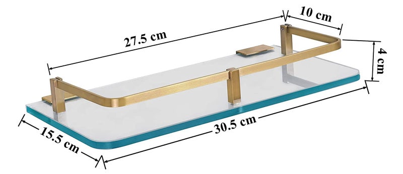 MOTIQO رف زجاجي معلق مطفي من MOTIQO للحمام ورف مطبخ وإكسسوارات الحمام 12X6 بوصة مجموعة 2 - Image 3