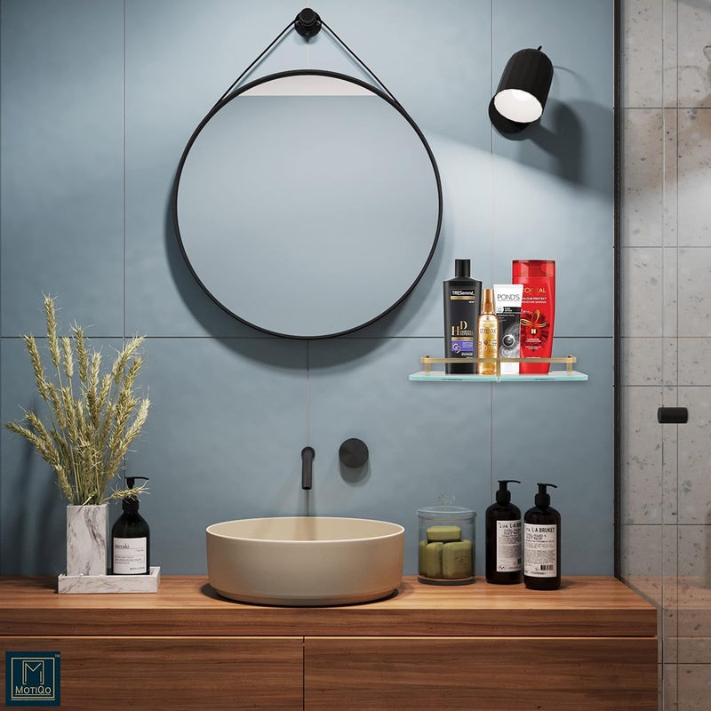 MOTIQO رف زجاجي معلق مطفي من MOTIQO للحمام ورف مطبخ وإكسسوارات الحمام 12X6 بوصة مجموعة 2 - Image 2