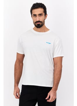 Wrangler Men Crew Neck Short Sleeve Brand Logo T-Shirt, White  - Image 1