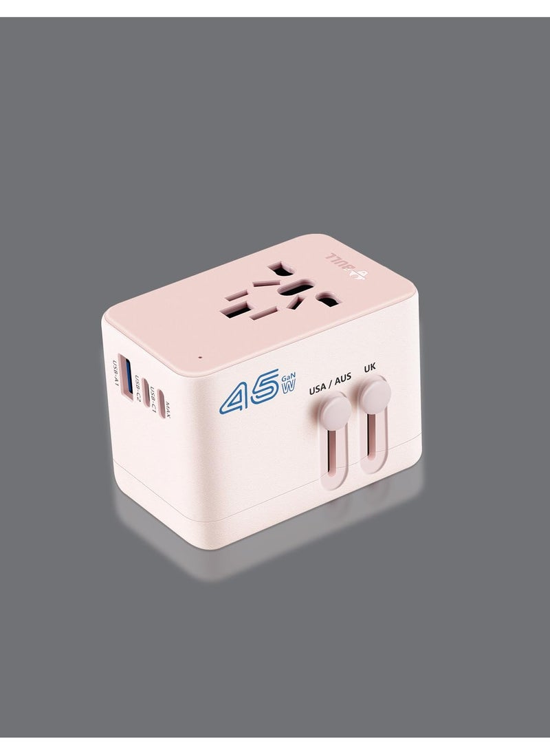 بول - محول سفر عالمي، محول قابس دولي يوفر طاقة ذكية 6 أمبير، منافذ USB-CA 3 أمبير/5 فولت، منافذ تيار متردد متعددة، محول قابس طاقة شامل، شاحن عالمي للاتحاد الأوروبي والولايات المتحدة والمملكة المتحدة وأستراليا وأكثر من 200 دولة (45 واط - 2C1A) - Image 1
