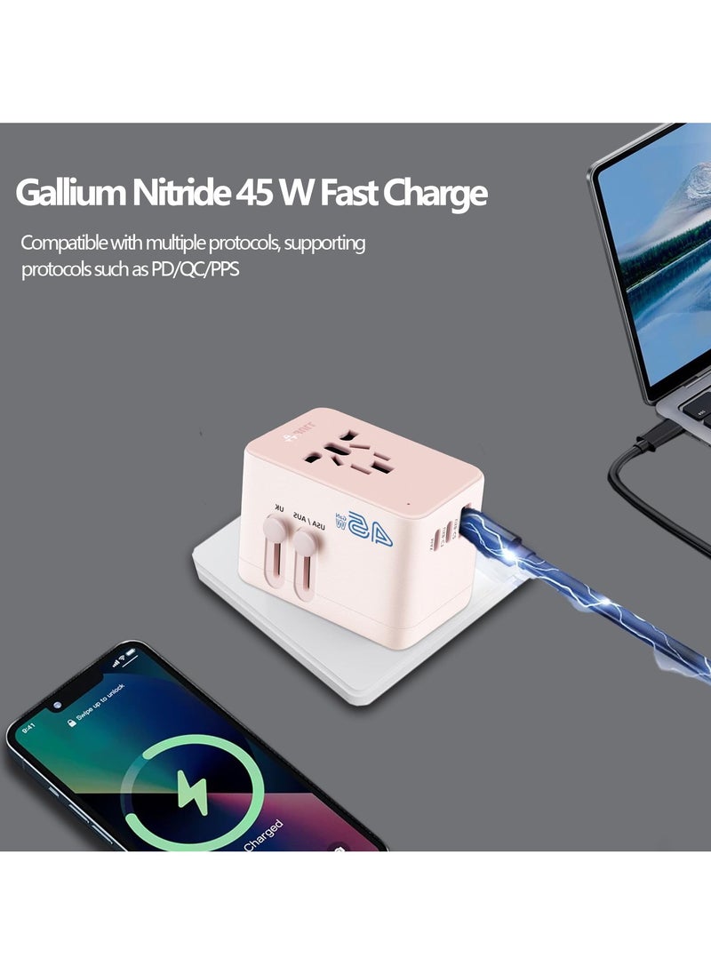 بول - محول سفر عالمي، محول قابس دولي يوفر طاقة ذكية 6 أمبير، منافذ USB-CA 3 أمبير/5 فولت، منافذ تيار متردد متعددة، محول قابس طاقة شامل، شاحن عالمي للاتحاد الأوروبي والولايات المتحدة والمملكة المتحدة وأستراليا وأكثر من 200 دولة (45 واط - 2C1A) - Image 1