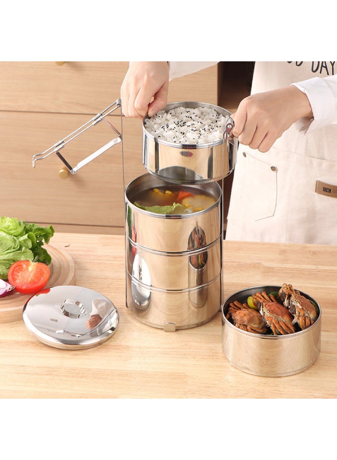 Magnetic And Non-magnetic Thickened Stainless Steel Food Lattice For Workers With Pot And Lattice Food Box With Handle-Specifications:12cm Second Floor-Color:Magnetic-A  - Image 4