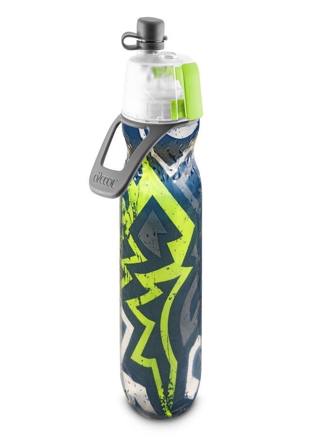 أو2 كول زجاجة مياه O2COOL Mist 'N Sip 2 في 1 للرش والترطيب مع فوهة علوية مانعة للتسرب، زجاجة مياه رياضية قابلة لإعادة الاستخدام - 20 أونصة (أخضر جرافيتي) - Image 1