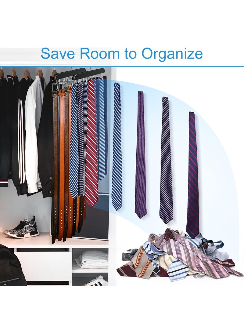 Belt Hanger for Closet Max 42 Belts, Belt Organizer Closet Accessories with 14 Hooks Belt Rack Sturdy Wood for Closet Organizers and Storage -Black 1 Pack - Image 5