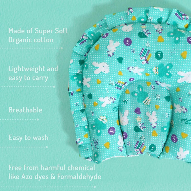 Bibs & cribs Bibs & cribs Mustard Seed Pillow for New Born 100% Cotton Cover Perfect Round Head Shaping Baby Pillow 0-12 Months | Prevents Flat Head & Neck Support Takiya (Green)  - Image 3