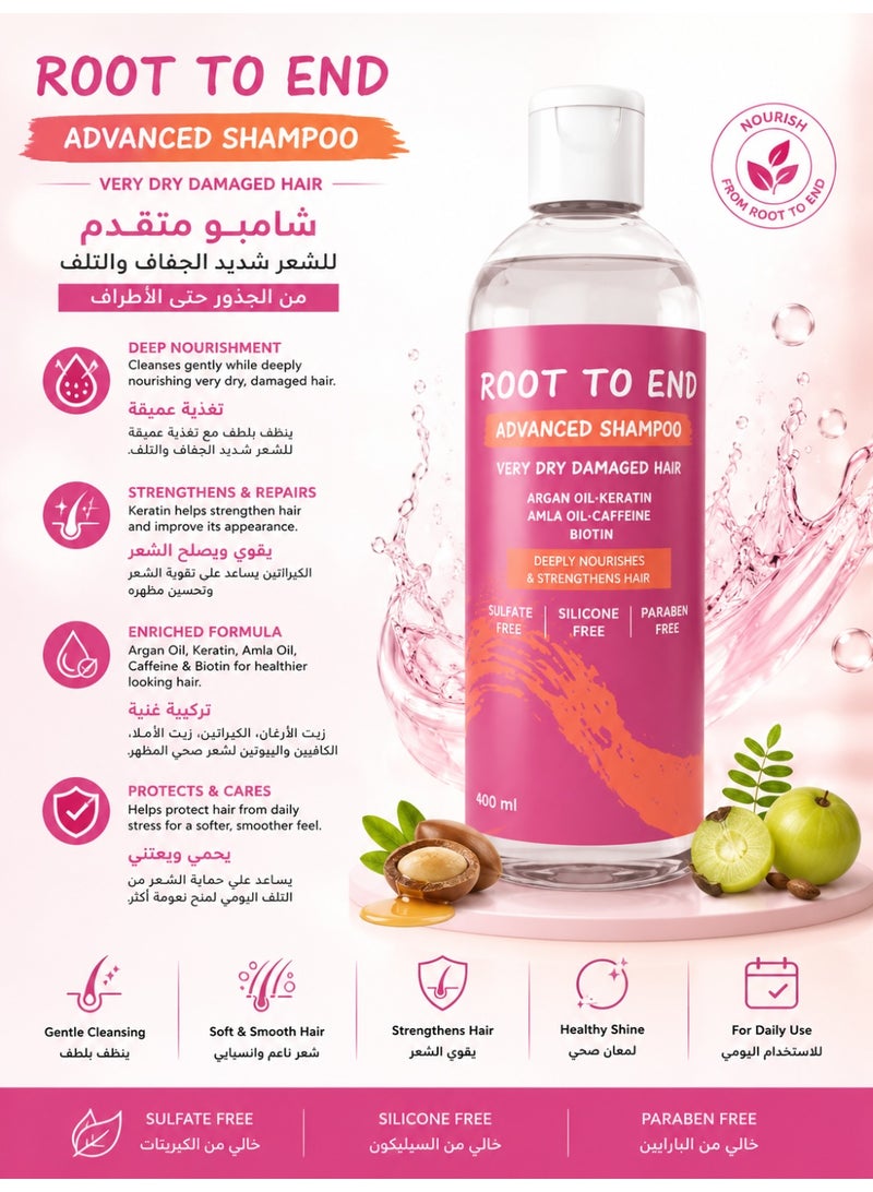 Root To End Shampoo for Very Dry Damaged Hair 500 ml - Image 2