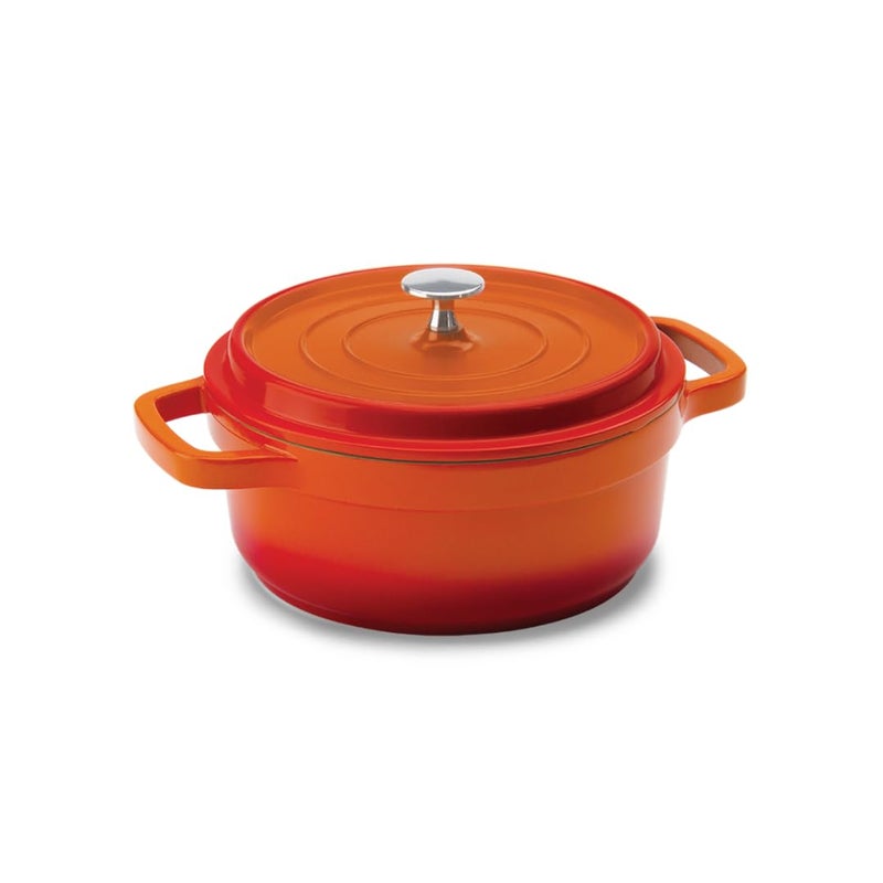Hercules Gourmet Hercules by Mundial CastAluminum Dutch Oven Pot with Lid  Handles All Stove types OvenSafe Casserole Cookware with Nonstick Enamel Orange 31L 