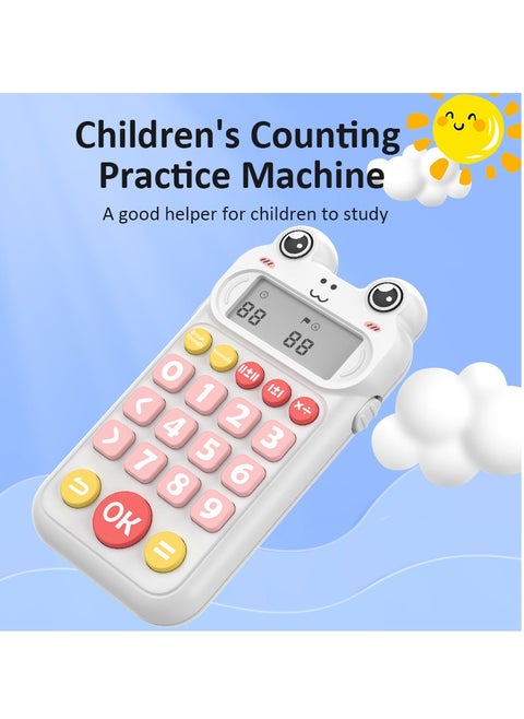 Children's Calculator, Basic 4-Function Calculator with Maths Tests and Maths Games, Large Buttons, Battery Powered, LCD Display, For Schools(white)
