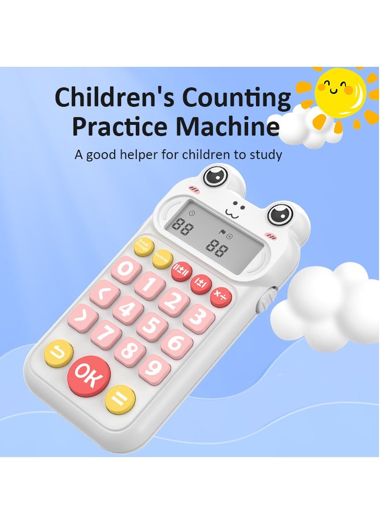 Children's Calculator, Basic 4-Function Calculator with Maths Tests and Maths Games, Large Buttons, Battery Powered, LCD Display, For Schools(white)