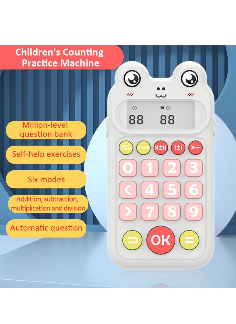 Children's Calculator, Basic 4-Function Calculator with Maths Tests and Maths Games, Large Buttons, Battery Powered, LCD Display, For Schools(white)