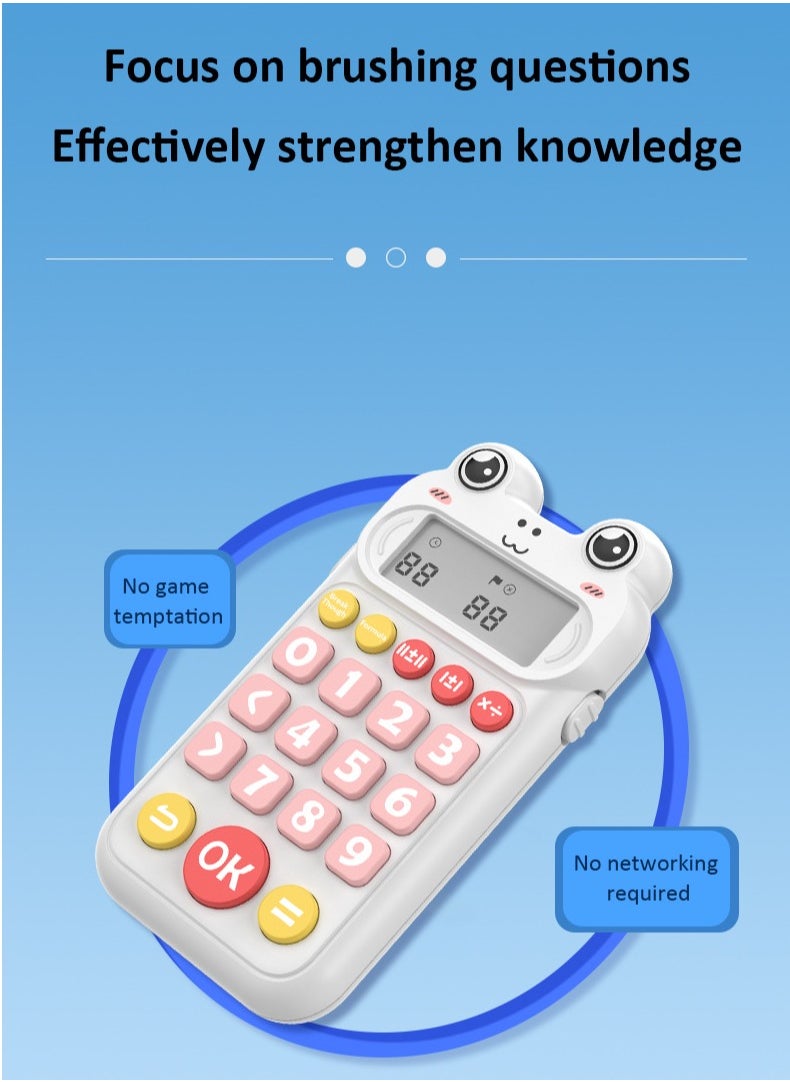 Children's Calculator, Basic 4-Function Calculator with Maths Tests and Maths Games, Large Buttons, Battery Powered, LCD Display, For Schools(white)