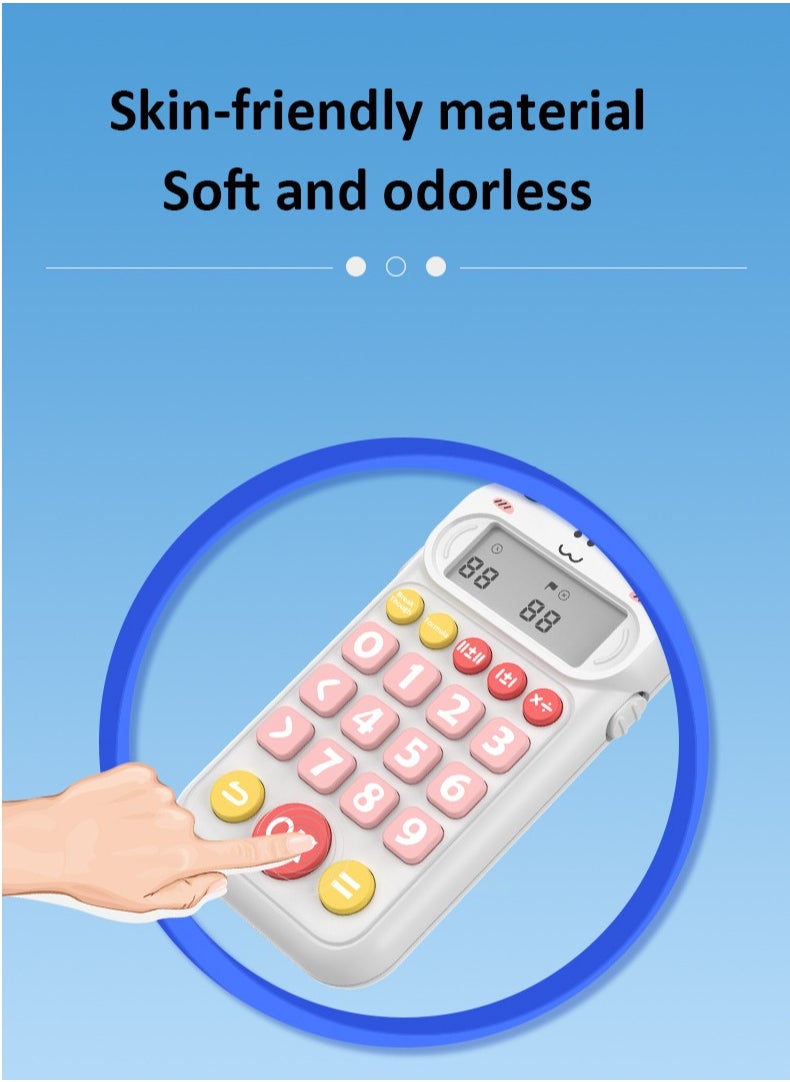 Children's Calculator, Basic 4-Function Calculator with Maths Tests and Maths Games, Large Buttons, Battery Powered, LCD Display, For Schools(white)