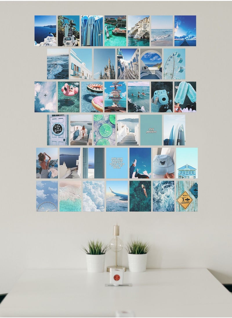 LOWHA - Posters Wall Collage Kit, Album Cover, 40 Pieces Cardstock Thick Paper Posters, Blue/Green Art 14.8x20cm - Image 1