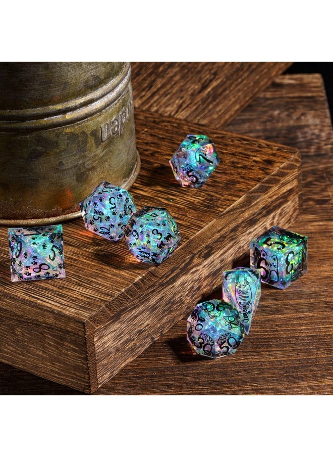 cusdie 7-Die Sharp Edges Dnd Dice Set, Cat Pattern Polyhedral D&D Dice Set For Dnd Dungeons And Dragons Ttrpg Role Playing Games  - Image 4