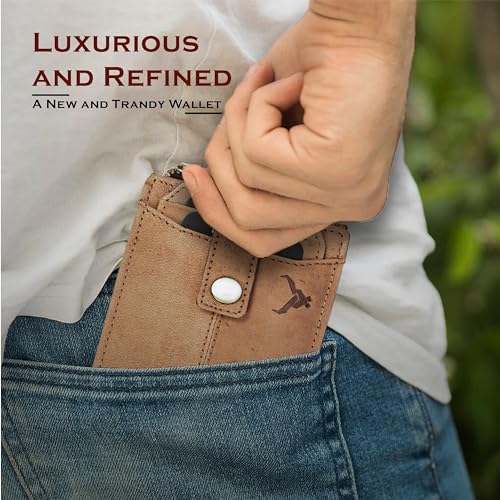 REDHORNS Genuine Leather Wallet for Men | RFID Protected Mens Wallet with 9 Credit/Debit Card Slots | Slim Hunter Leather Purse for Men (Light Brown) - Image 5