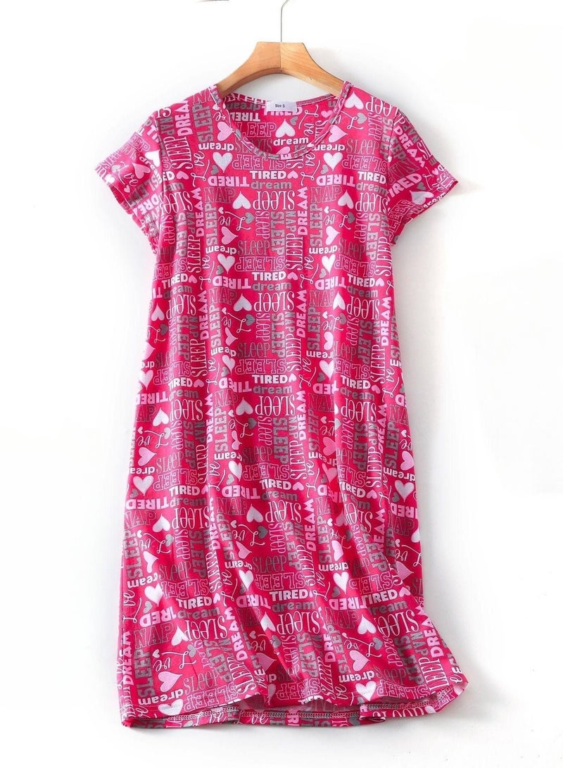 Cute Cartoon Cotton Homewear Knitted Sweet Large Short Sleeve Round Neck Pajamas - Image 1