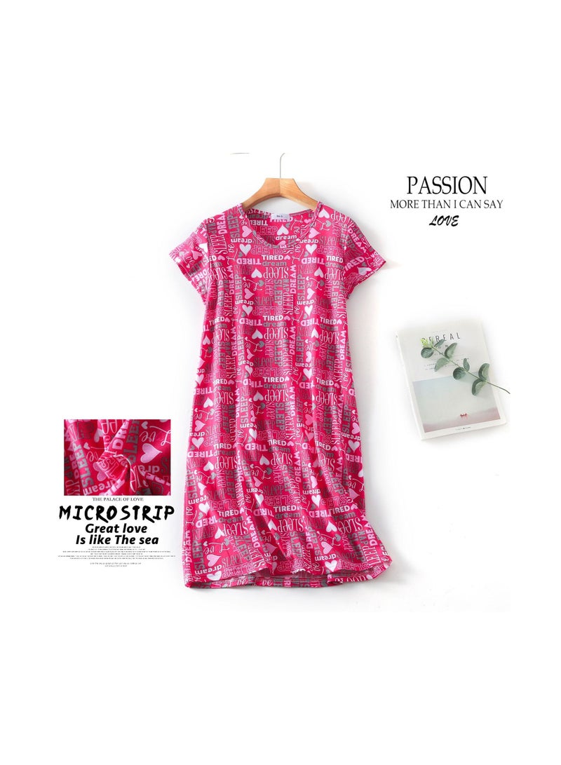 Cute Cartoon Cotton Homewear Knitted Sweet Large Short Sleeve Round Neck Pajamas - Image 2
