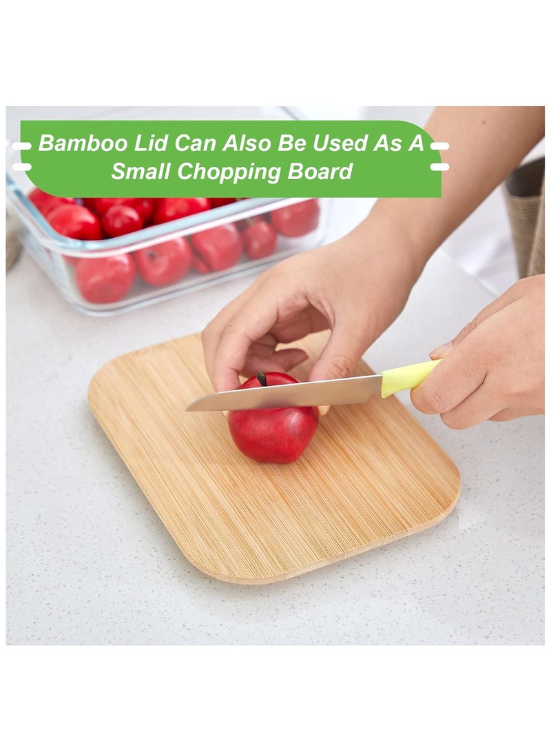 BIXBITE حاويات طعام زجاجية Bixbite من 5 BPA مع أغطية الخيزران - حاوية تخزين الطعام 100 ٪ صناديق غداء زجاجية مقاومة للتسرب - حاوية تخزين الفريزر مع أغطية محكمة الإغلاق  - Image 4