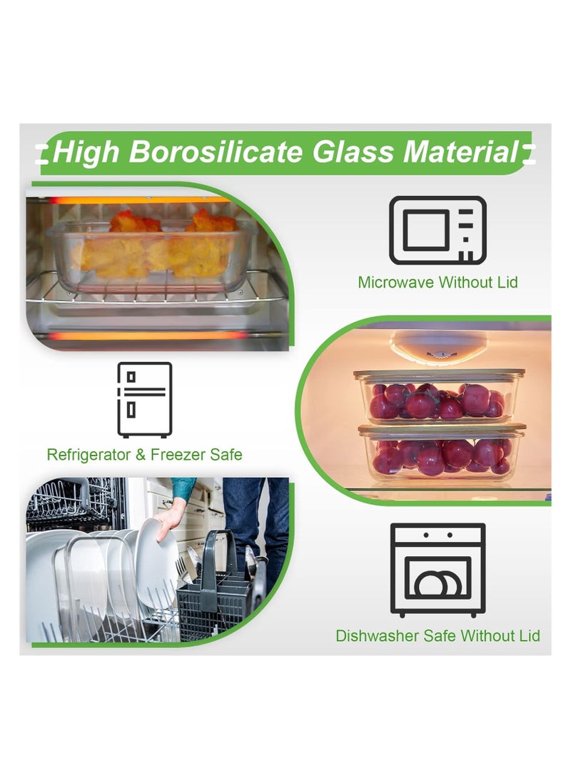 BIXBITE حاويات طعام زجاجية Bixbite من 5 BPA مع أغطية الخيزران - حاوية تخزين الطعام 100 ٪ صناديق غداء زجاجية مقاومة للتسرب - حاوية تخزين الفريزر مع أغطية محكمة الإغلاق  - Image 3