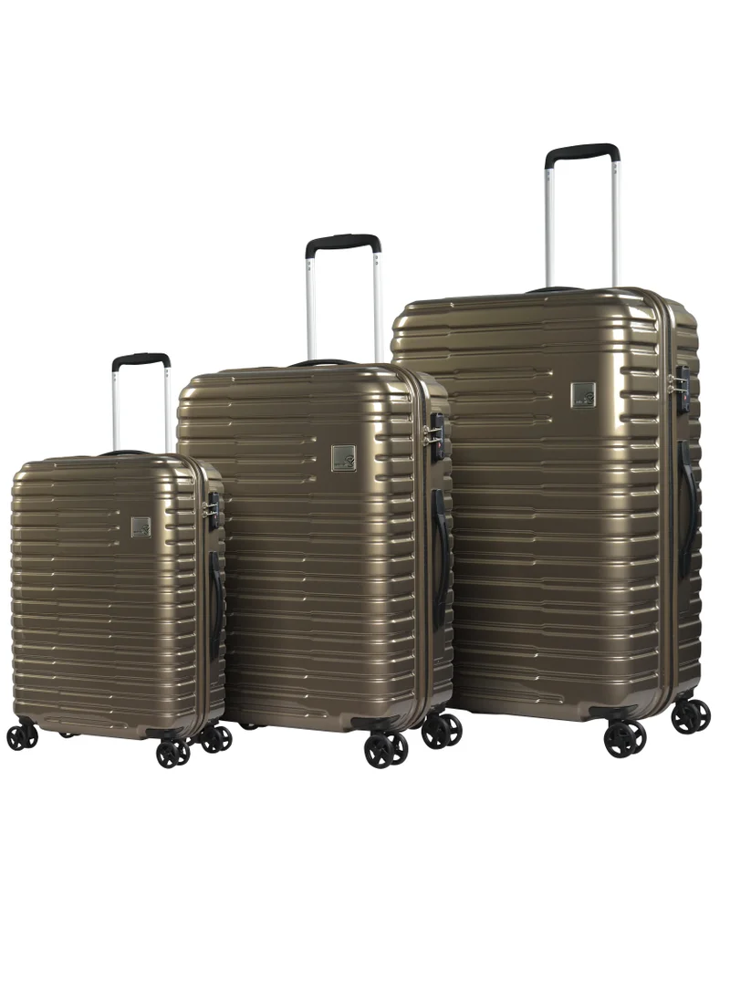 إيمينينت Wheeled Unisex Hard Shell Trolley Luggage Set Makrolon Lightweight 4 Quiet Double spinner Wheel Suitcase with TSA lock KH53M Coffee