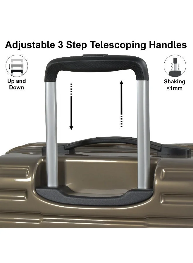eminent Coffee Wheeled Unisex Hard Shell Trolley Luggage Set Makrolon Lightweight 4 Quiet Double spinner Wheel Suitcase with TSA lock KH53M Coffee Coffee  | Best Price UAE