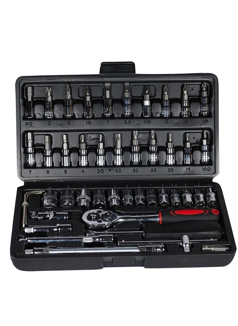PVN - PVN 46 in 1 pcs Tool Box Set Socket Wrench Sleeve Suit Hardware Combination Hand Multipurpose Tools Kit Combo Box - Image 1