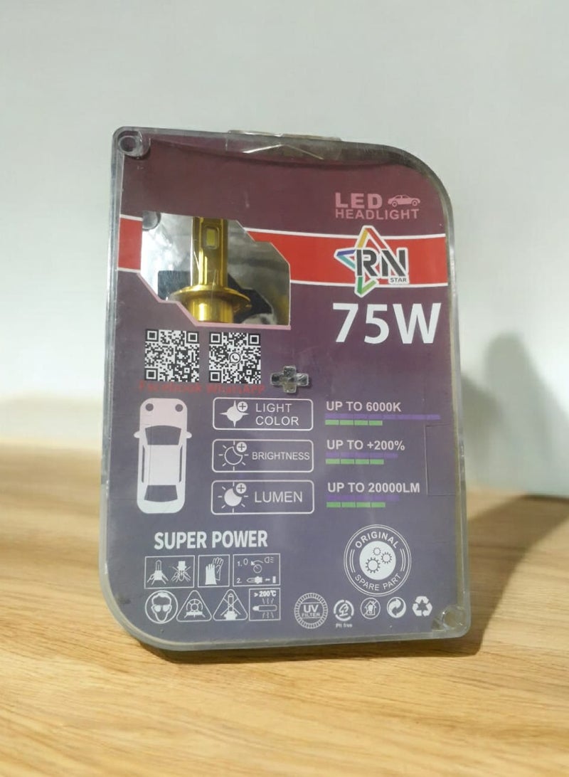 LED Headlight Kit - 75W - H7 - High-Quality Brightness and Performance for Vehicles by MT Best Buy - Image 2