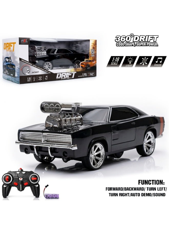 RC Drift Muscle Car 1:18 - 2.4GHz Remote Control - High Speed Racing Car - Sound & Light