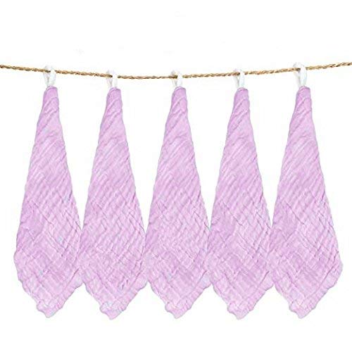 KASSY POP CURATED JUST FOR YOU Baby Muslin Washcloth Cotton Baby Wipes Cum Face Towel, Pack of 5, 10x10 inches - Pink - Image 1